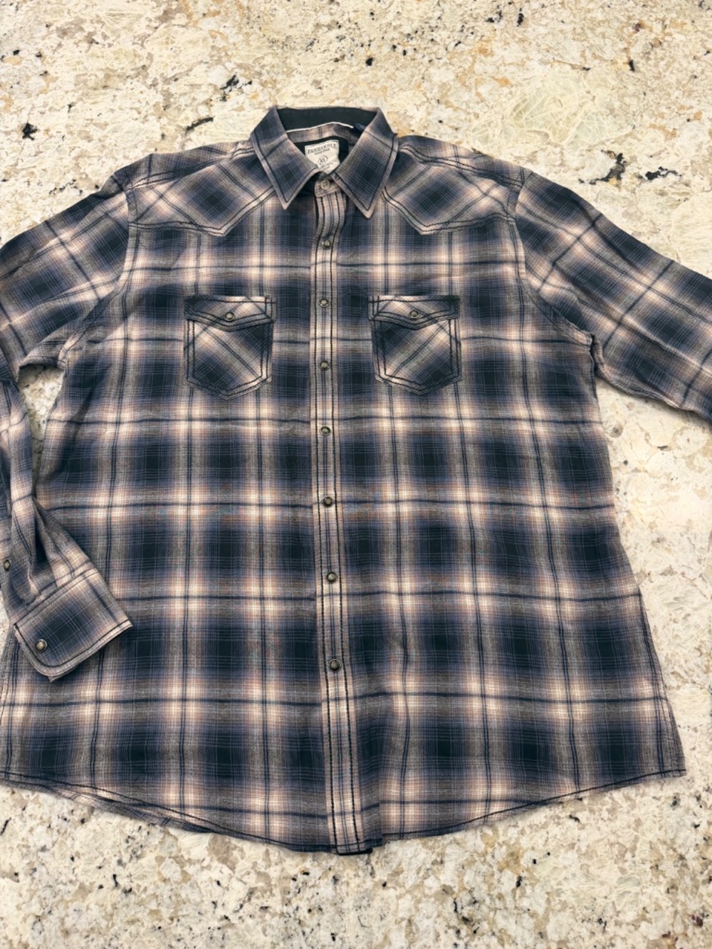 Panhandle Slim Rough Stock Pearl Snap Flannel Shirt Texas Blue Plaid Western XL